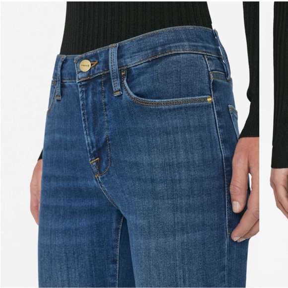 💙 Frame Le High Straight Cropped Jeans Straight Size 25 York - Picture 3 of 12